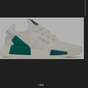 Adidas Men's Off-White and Teal Sneakers